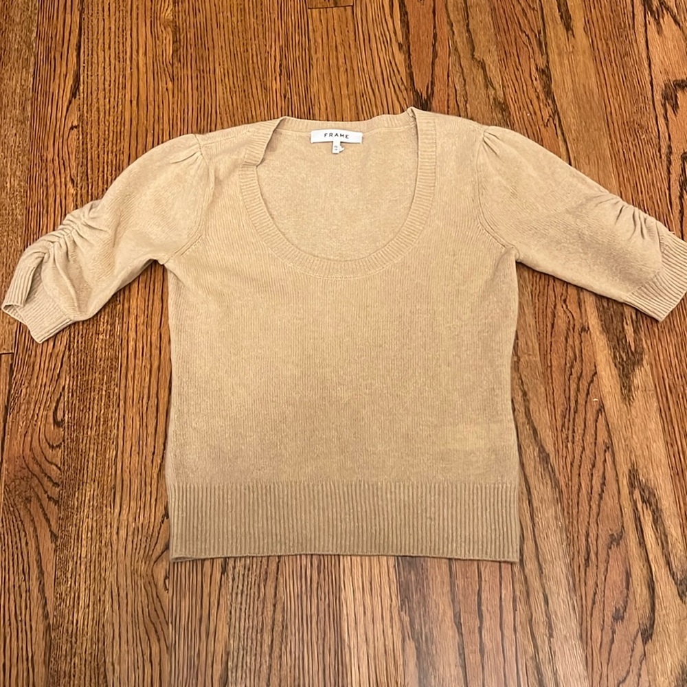 Cashmere short sleeve scoop neck sweater